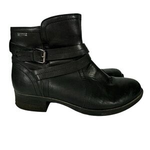 Rockport Leather Ankle Booties Womens 10 Black Heeled Boots Waterproof GUC